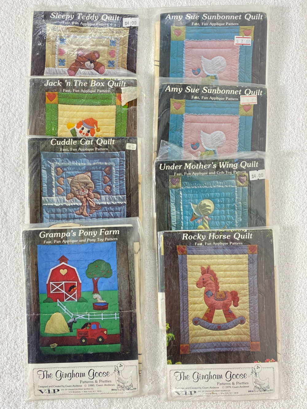 Vintage Gingham Goose Applique Baby Nursery Quilt Patterns 1979 1980 x8